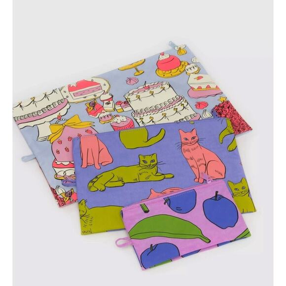 NEW! Baggu GO POUCH 3-PIECE SET in “Still Life” Limited Ed. Recycled Nylon Bags - Picture 3 of 9